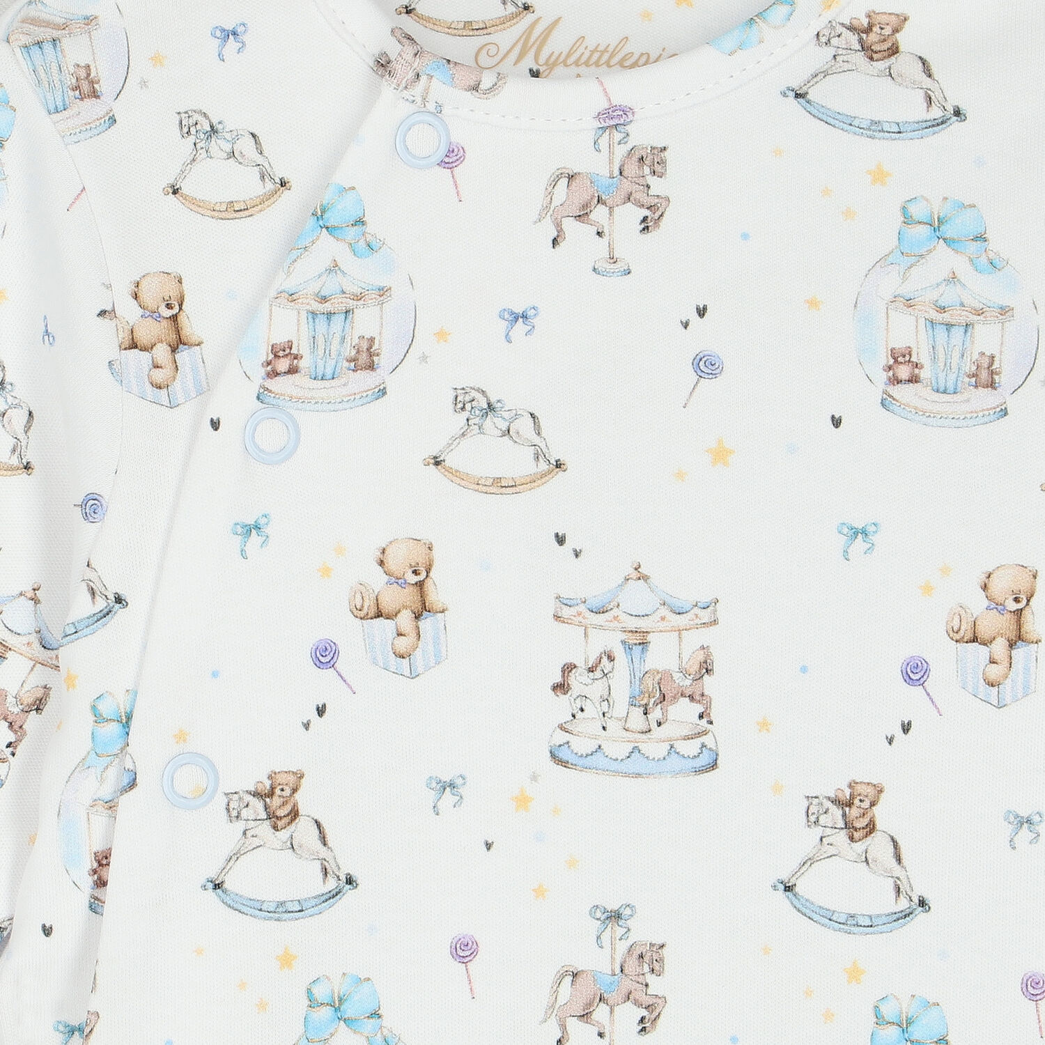 Baby Boys White & Blue Carousel Babygrow, 1, hi-res image number null